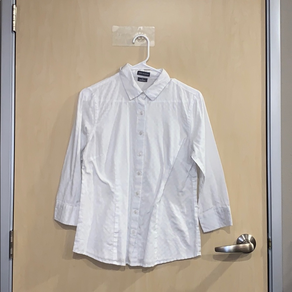 Van Heusen Textured White Button Down Shirt
